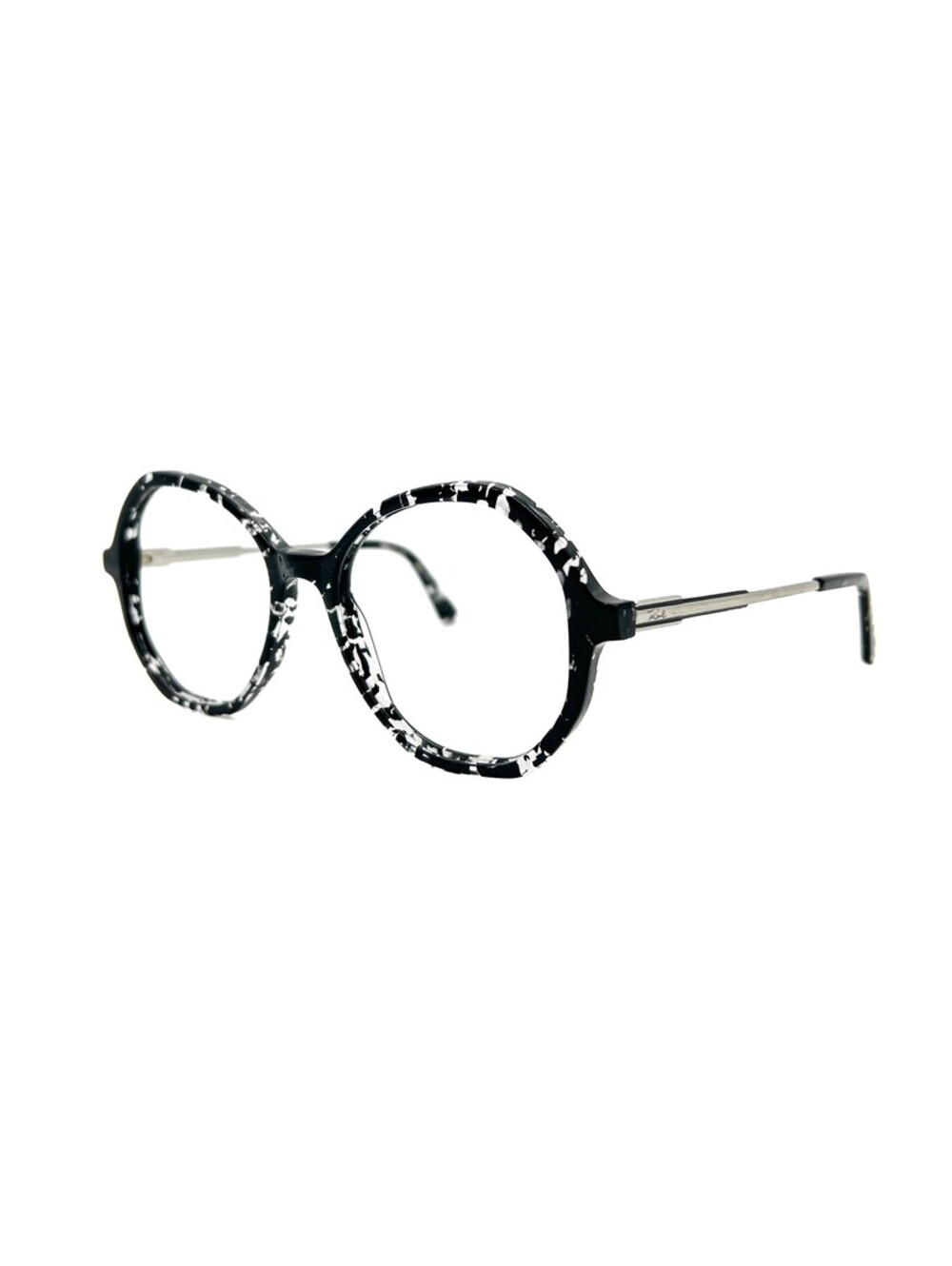 Karl Lagerfeld KL6020 007 Black Clear Silver Rectangle Eyeglass Frames 52-18-140